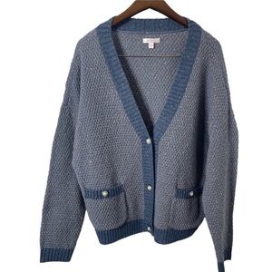 NWOT LC Lauren Conrad Trendy metallic blue cardigan